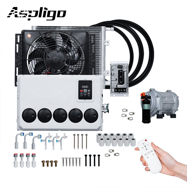 Inverter AC Auto Parts Compressor Auto Car Air Conditioner Split Parking Air Conditioner for Truck Electric DC 12V 24V R134a