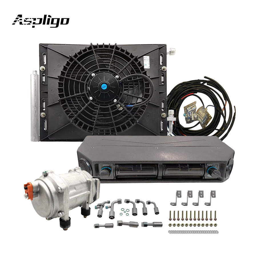 Universal air conditioning kit 24V electric compressor evaporator kit 12v RV Truck car Under dash ac air conditioner