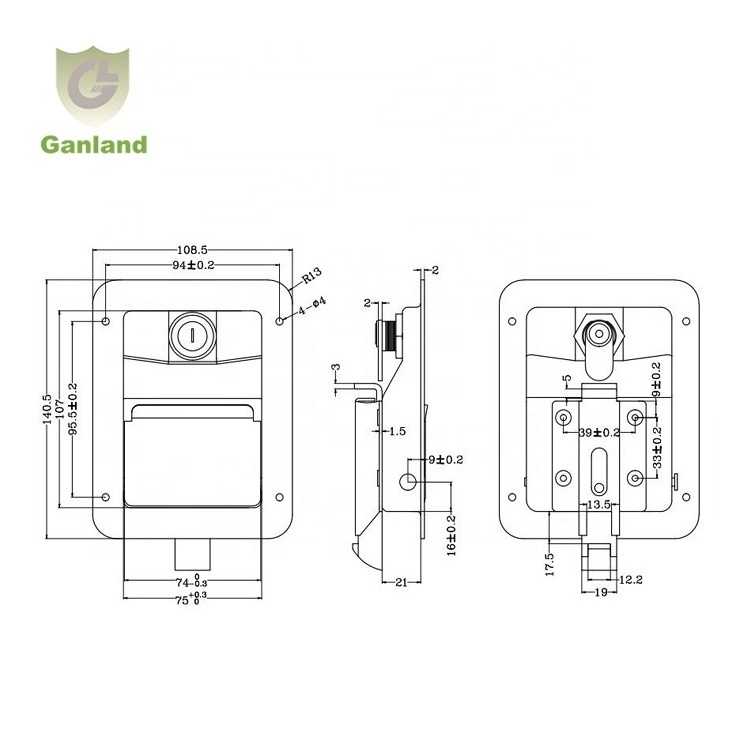 Stainless Steel Toolbox Paddle Latch Lock With Keys Van Lock GL-12128