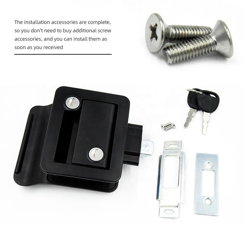 RV Lock, RV Entry Door Lock Latch GL-12136 Vehicle Travel Trailer Door Latch Security Lock Black