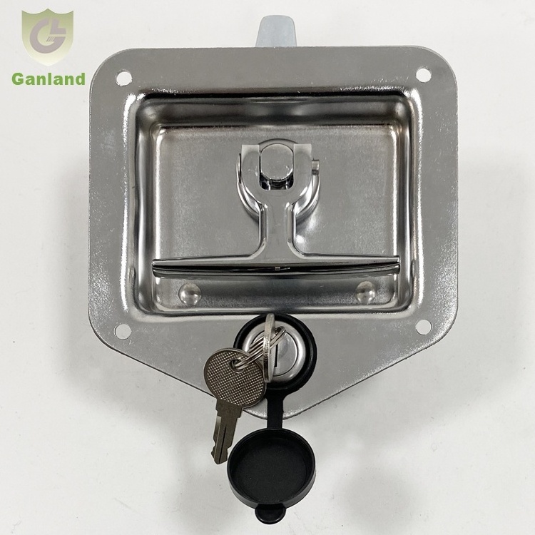 GL-12113 Zinc Plated Steel Paddle Lock Tear Drop Latch Rotary Locking Recessed Tool Box Lock 0.6kgs Length 121mm