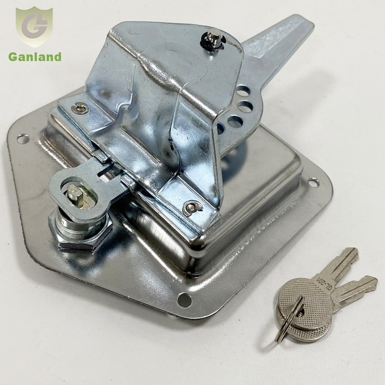 GL-12113 Zinc Plated Steel Paddle Lock Tear Drop Latch Rotary Locking Recessed Tool Box Lock 0.6kgs Length 121mm