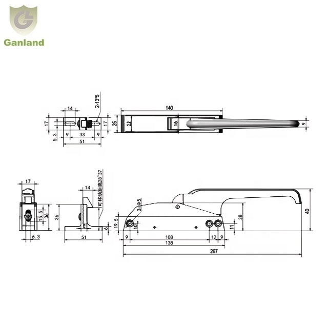 GL-18211 Zinc Alloy Hande Latch Lock For Walk In Cooler