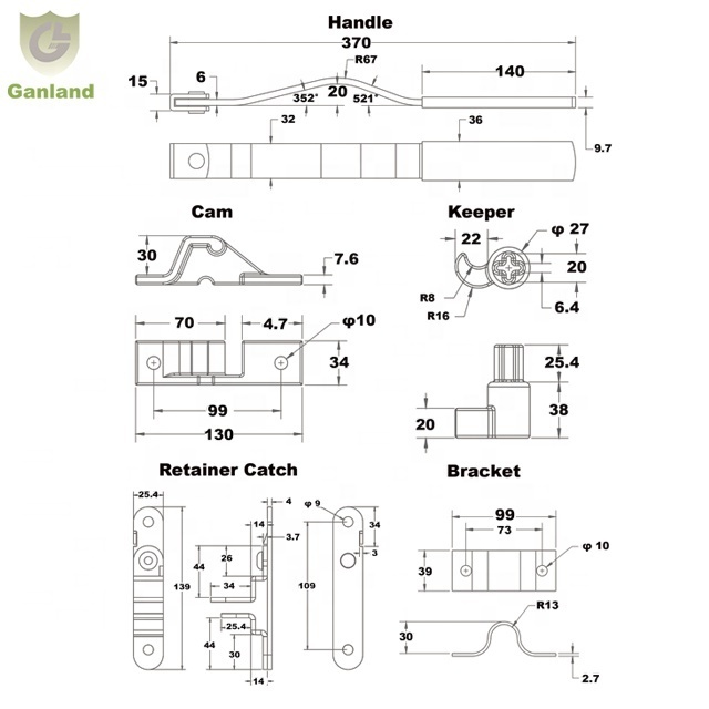 GL-11127 Cam Action Lockable Enclosed Trailer Door Bar Lock