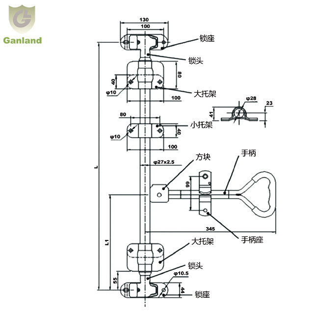 GL-11129 Commercial Vehicle Truck Van Rear Door Lock With Triangular handle