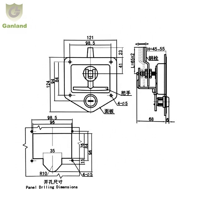 GL-12113 Steel Trailer Door Latch Toolbox Folding T Handle Lock