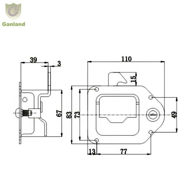 GL-12111 Stainless Paddle Latch Lock Flush Tool Box Lock Tear Drop Latch