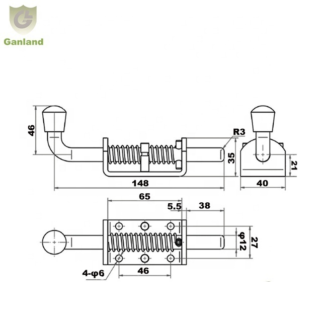 GL-14125 Dia 12mm Steel Barrel Spring Loaded Bolt Gate Latch