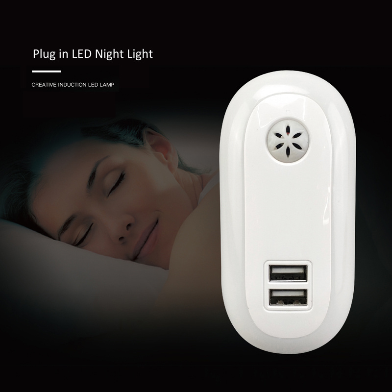 USB Socket LED Plug eye protection Night Light USB Wall Lamp With Dusk to Bright Sensor lamp with plug in US