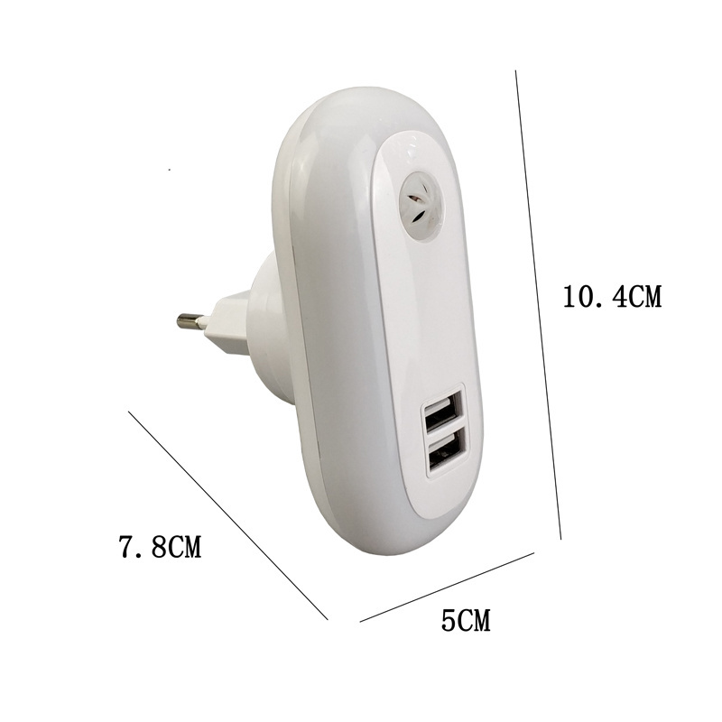 USB Socket LED Plug eye protection Night Light USB Wall Lamp With Dusk to Bright Sensor lamp with plug in US