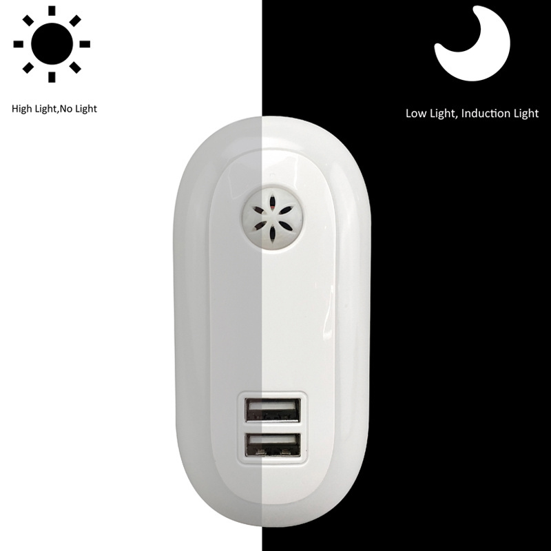 USB Socket LED Plug eye protection Night Light USB Wall Lamp With Dusk to Bright Sensor lamp with plug in US