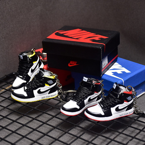 Hot sales air j ordan1 yeezy AJ4 more than 2000 design  mini shoes keychain with box 1/6 bjd 3d sneaker keychain can customized