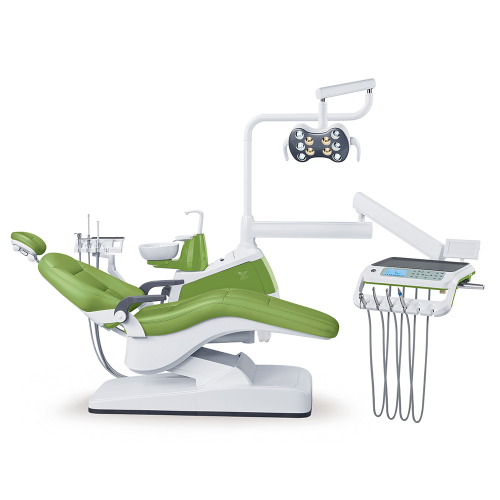 dental chair with rotated right armrest and Aluminum alloy backrest