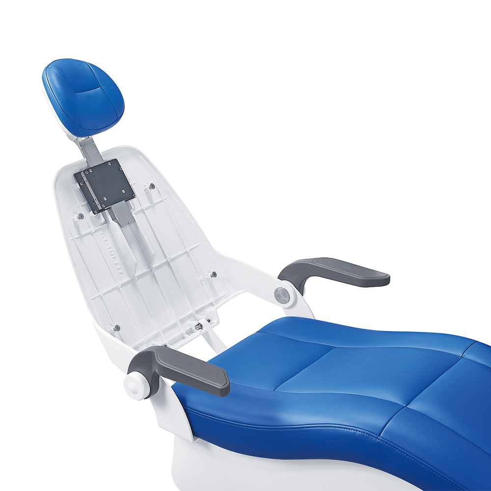 dental chair with rotated right armrest and Aluminum alloy backrest