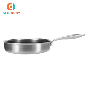 Wholesale 316 304 Stainless Steel Honeycomb Induction  Non Stick Cookware Frying Pan triply cooker 304 multy ply cookware