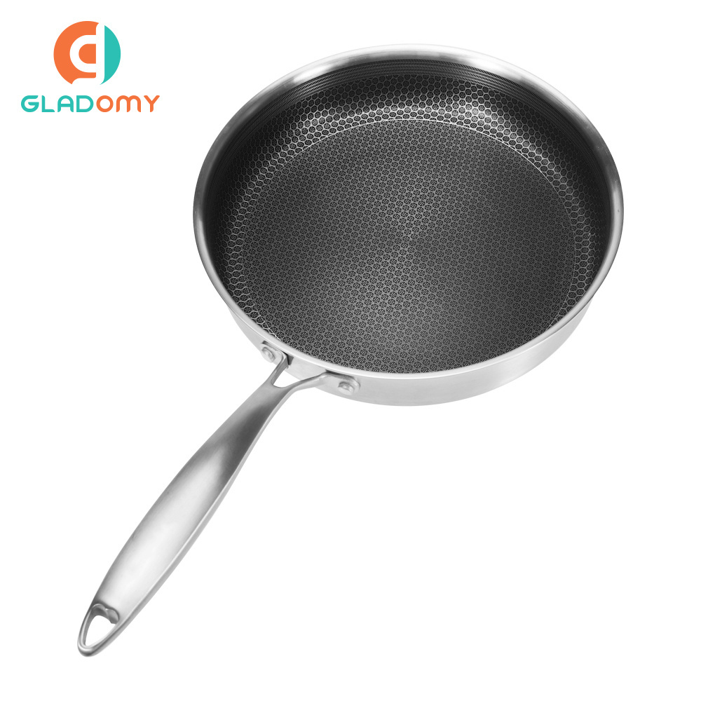 Wholesale 316 304 Stainless Steel Honeycomb Induction  Non Stick Cookware Frying Pan triply cooker 304 multy ply cookware