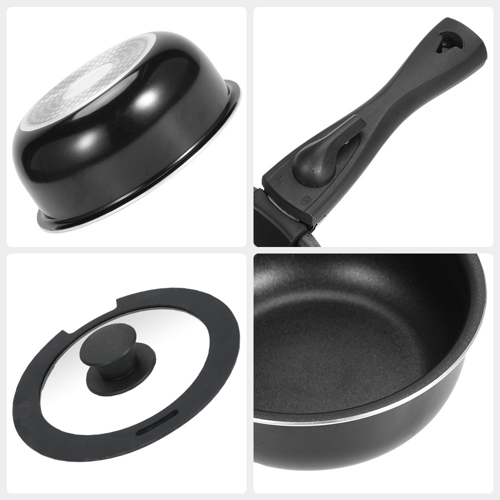 Aluminum frying pans skillets Pan Handle Detachable Pot Handle Removable Handle with Silicone ring glass cover