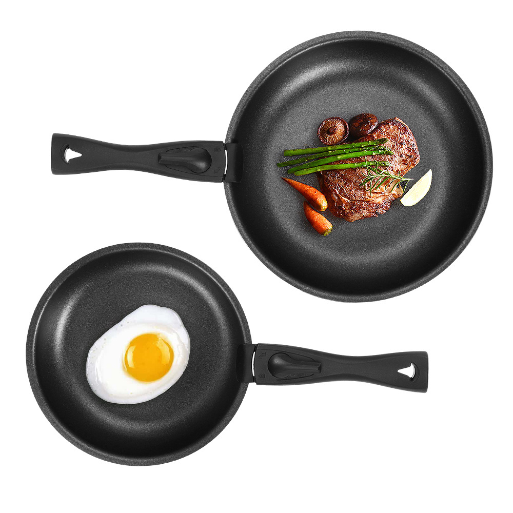 Aluminum frying pans skillets Pan Handle Detachable Pot Handle Removable Handle with Silicone ring glass cover