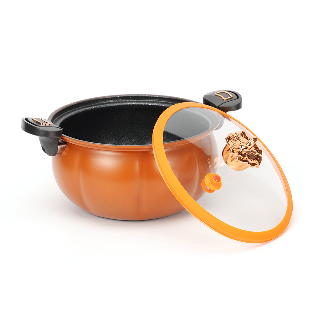 Wholesale Custom Cast Iron Durable Pumpkin Shape Casserole Non-stick Soup Pot