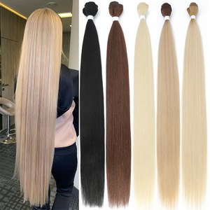 Bone Straight Hair Bundles Salon Natural Hair Extensions Fibers Super Long Synthetic Yaki Straight Hair Weaving Full to End