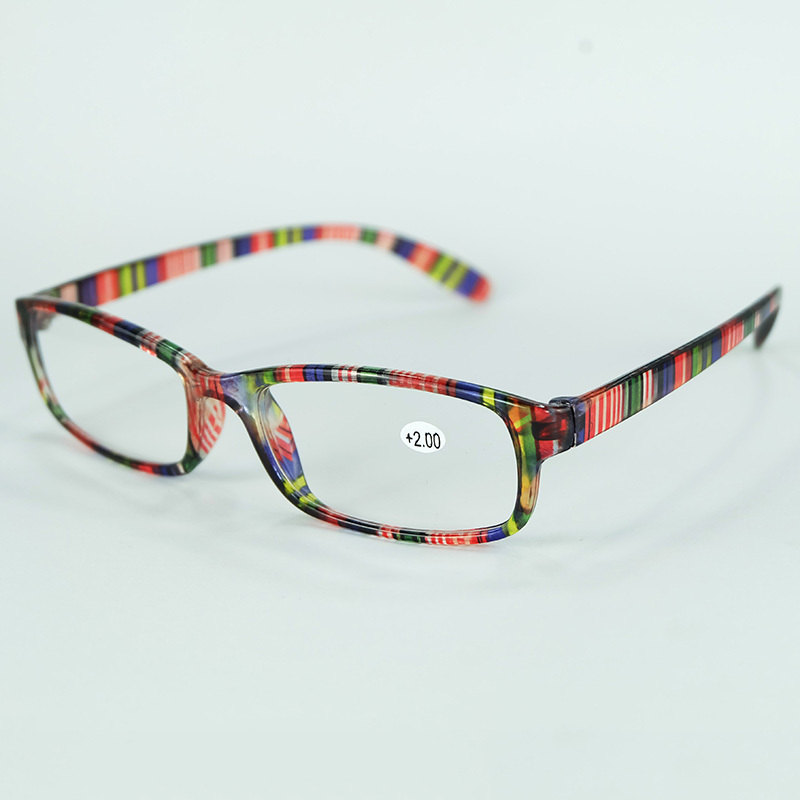 Resin Reading Glasses With Power Lenses Plastic Full Stripe Printing Frame Reading Eyeglasses Wholesale