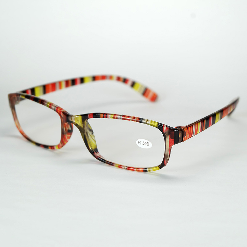 Resin Reading Glasses With Power Lenses Plastic Full Stripe Printing Frame Reading Eyeglasses Wholesale