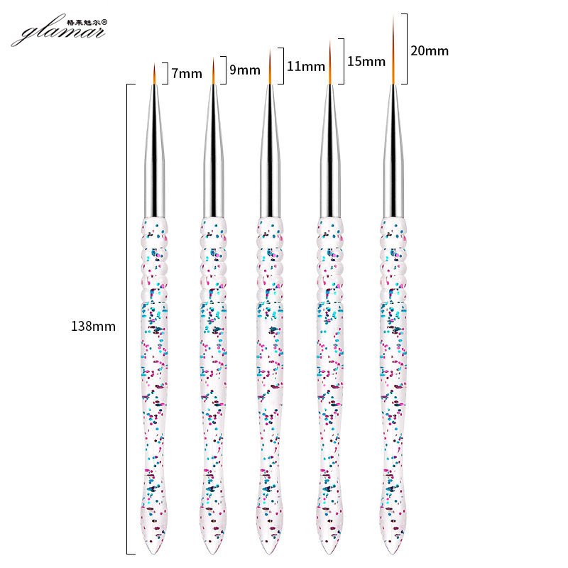 Wholesale 5 pcs High-end Acrylic Nail Art Liner Brush Set UV Gel Glue Drawing Thin Line Paint Polish Nylon Brush Nail Design