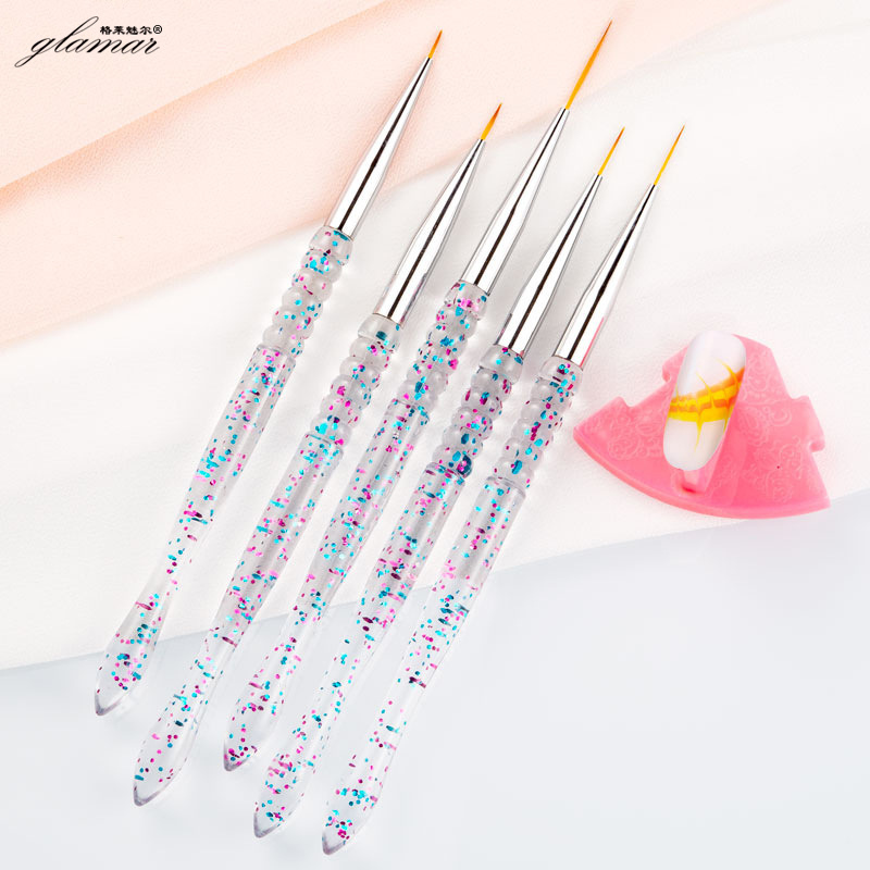 Wholesale 5 pcs High-end Acrylic Nail Art Liner Brush Set UV Gel Glue Drawing Thin Line Paint Polish Nylon Brush Nail Design