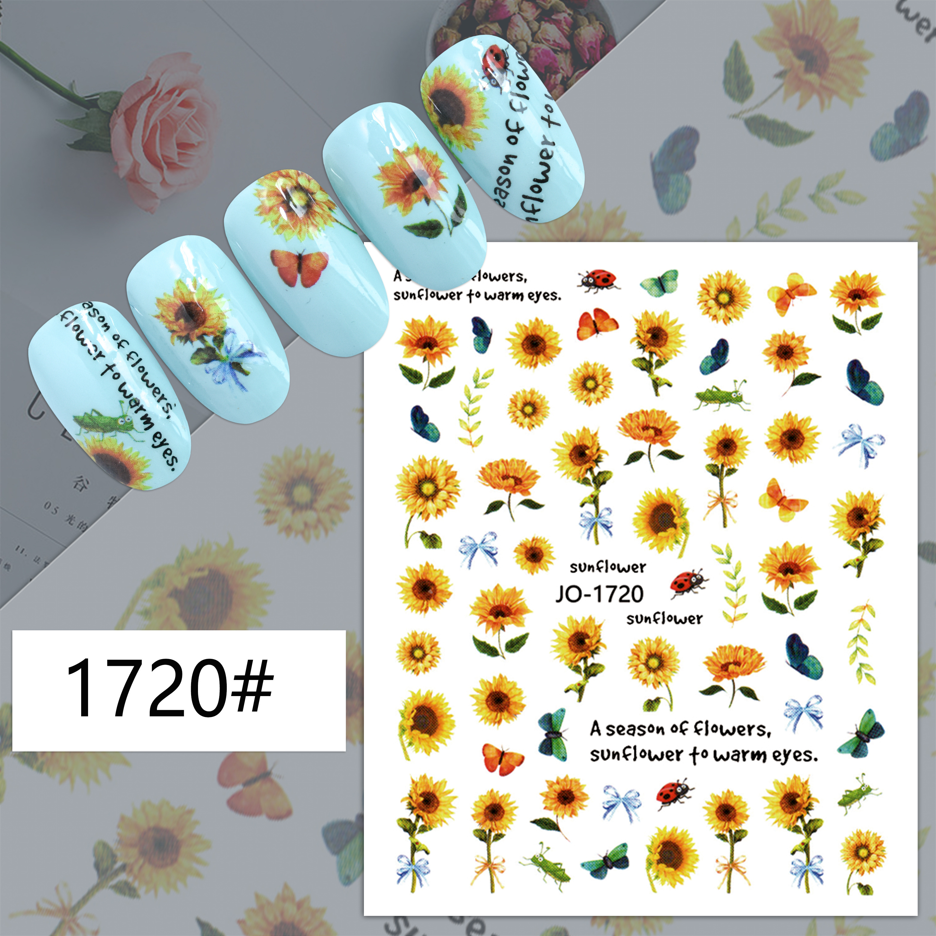 1715-1761 Wholesale Nail Art Supplies Adhesive Rose Sunflower Nail Art  Stickers and Decals