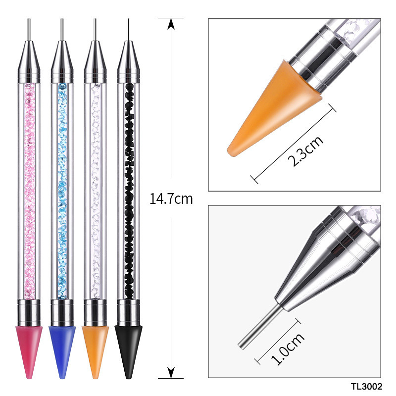 Hot Selling Acrylic Rhinestone picker wax pen Stainless Steel Tip Double Ended Nail Art Pick up Rhinestone Double Head Nail Art