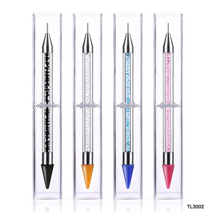 Hot Selling Acrylic Rhinestone picker wax pen Stainless Steel Tip Double Ended Nail Art Pick up Rhinestone Double Head Nail Art