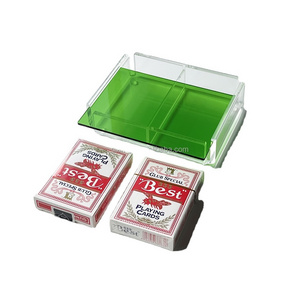 Acrylic Canasta Card Holder Tray 2 Decks of Playing Cards Acrylic Box with colorful Sliding Lid and Revolving Base