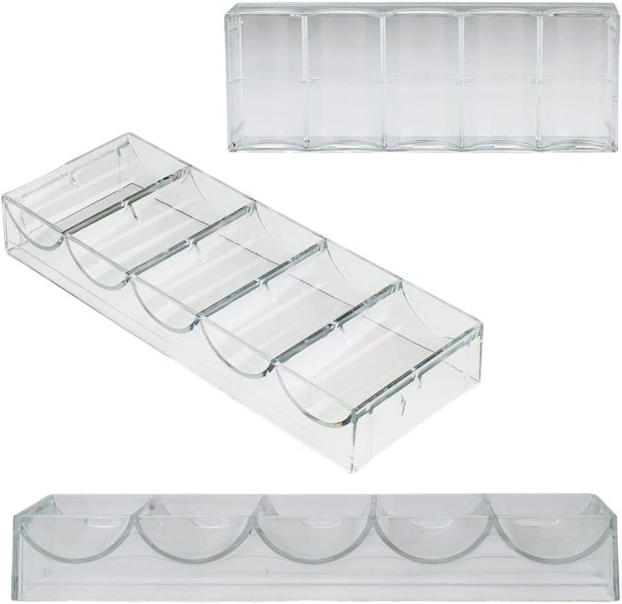 Clear Acrylic Poker Chip Trays and Stackable Poker Chip Tray Racks