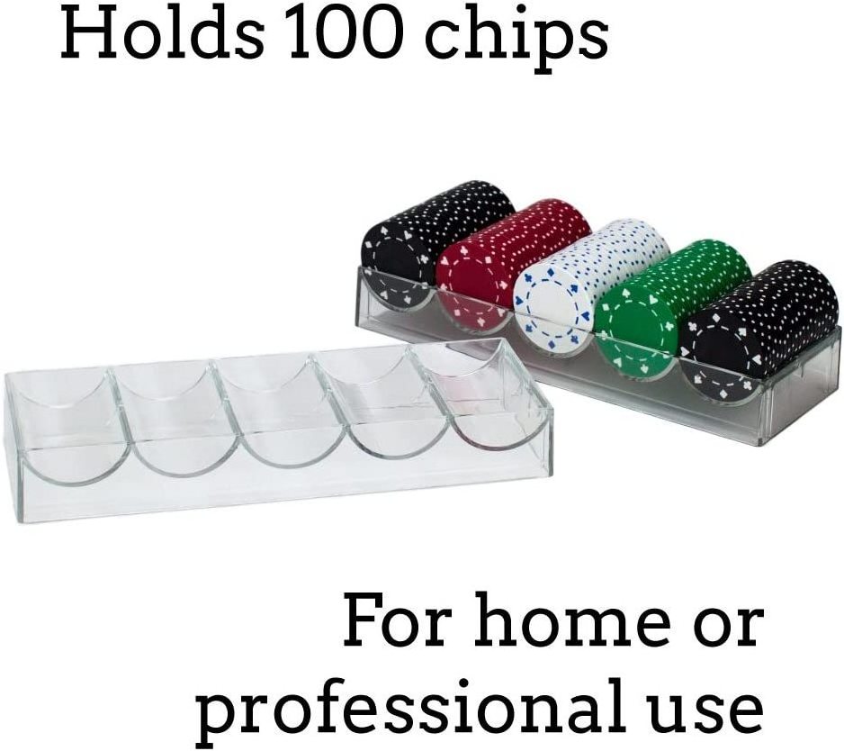 Clear Acrylic Stackable Poker Chip Trays Rack Holds 100 Chips