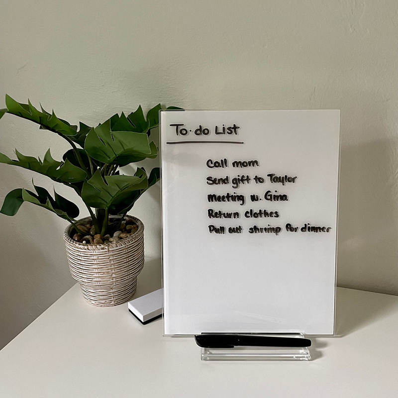 Transparent Acrylic Dry Erase Board for Desk to do list planner table memo board with 10 mm thickness Acrylic base stand Holder