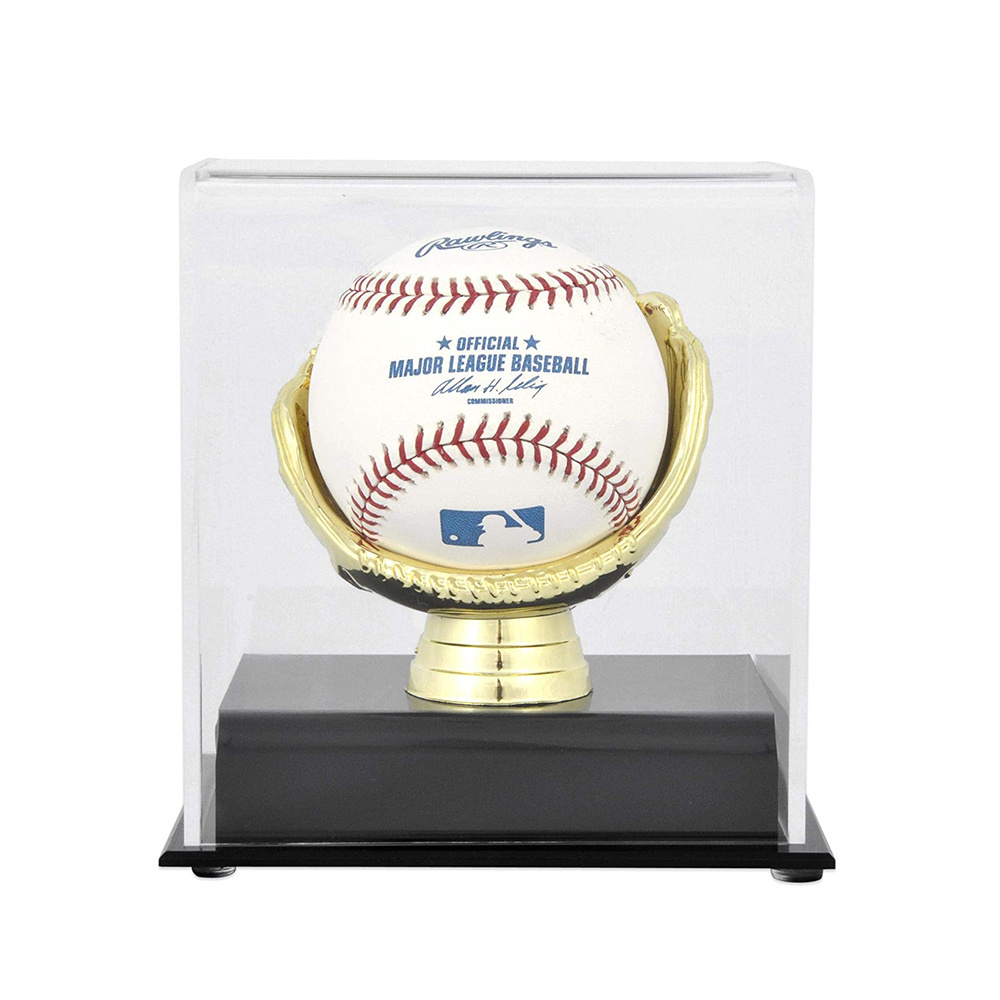 Acrylic Rectangle Autographed Baseball Holder Case Plastic Free Standing Acrylic Baseball Display Holder