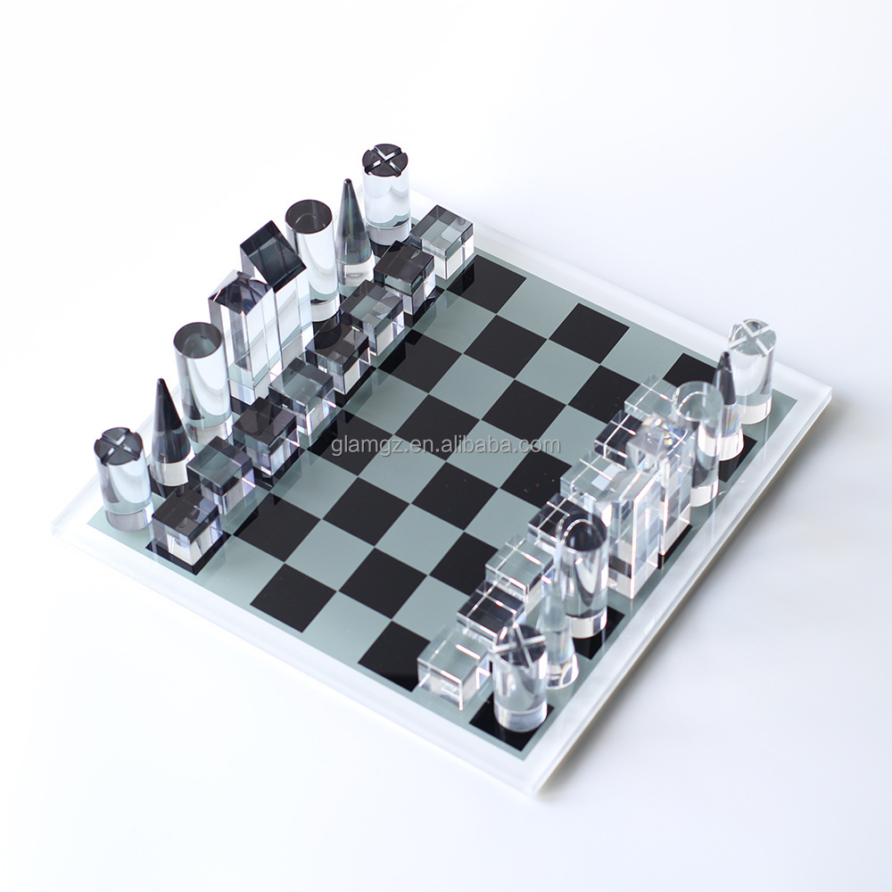 Crystal Acrylic Chess Board Game Set Anti-Broken Elegant Chess Piece Chess Board Set for Kids and Adults family game