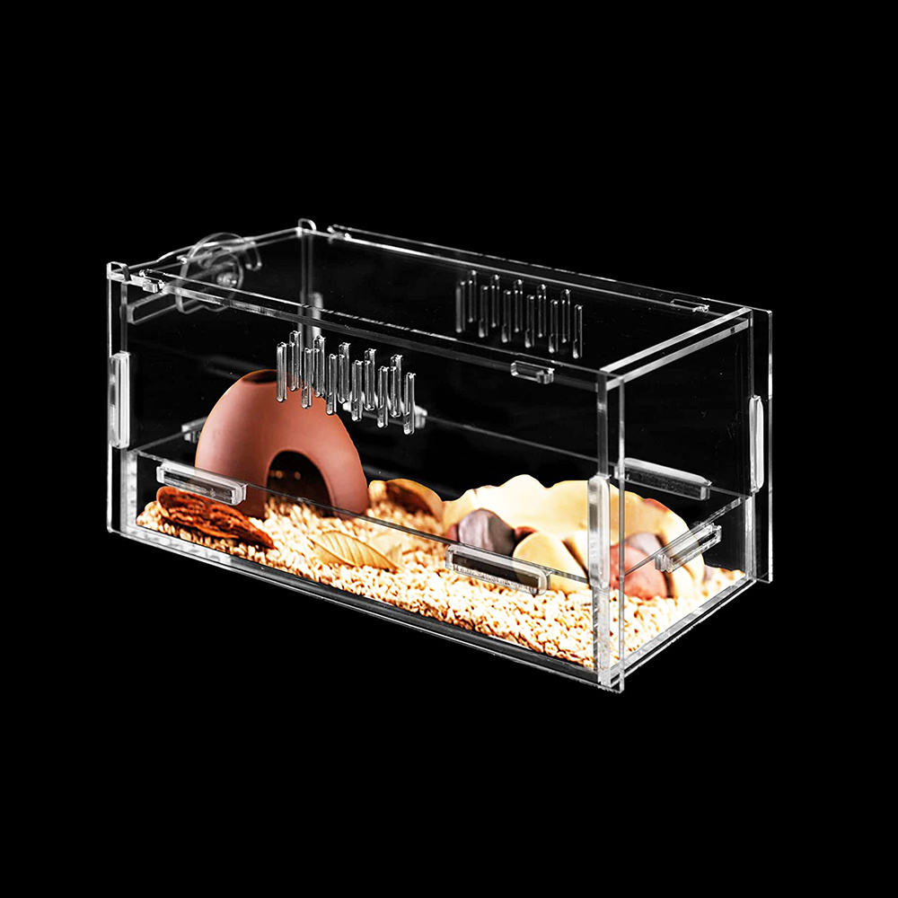 Acrylic Snake Frog Feeding Box Reptile Pet Feeding Box Plastic Reptile Terrarium Display Case