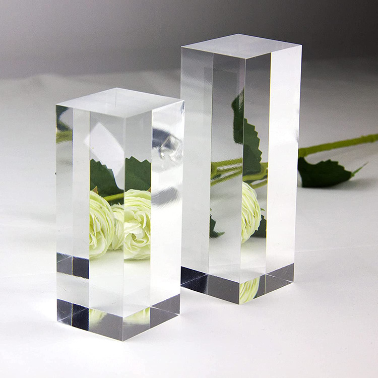 High Polished Clear Square Solid Import Acrylic Blocks Display Base Stamp Block Lucite Perspex Block