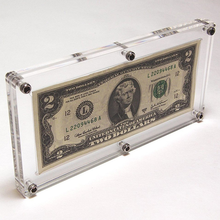 Counter Cash Money Banknote Slab Case Acrylic Currency Display Holder Screw Collector Frame