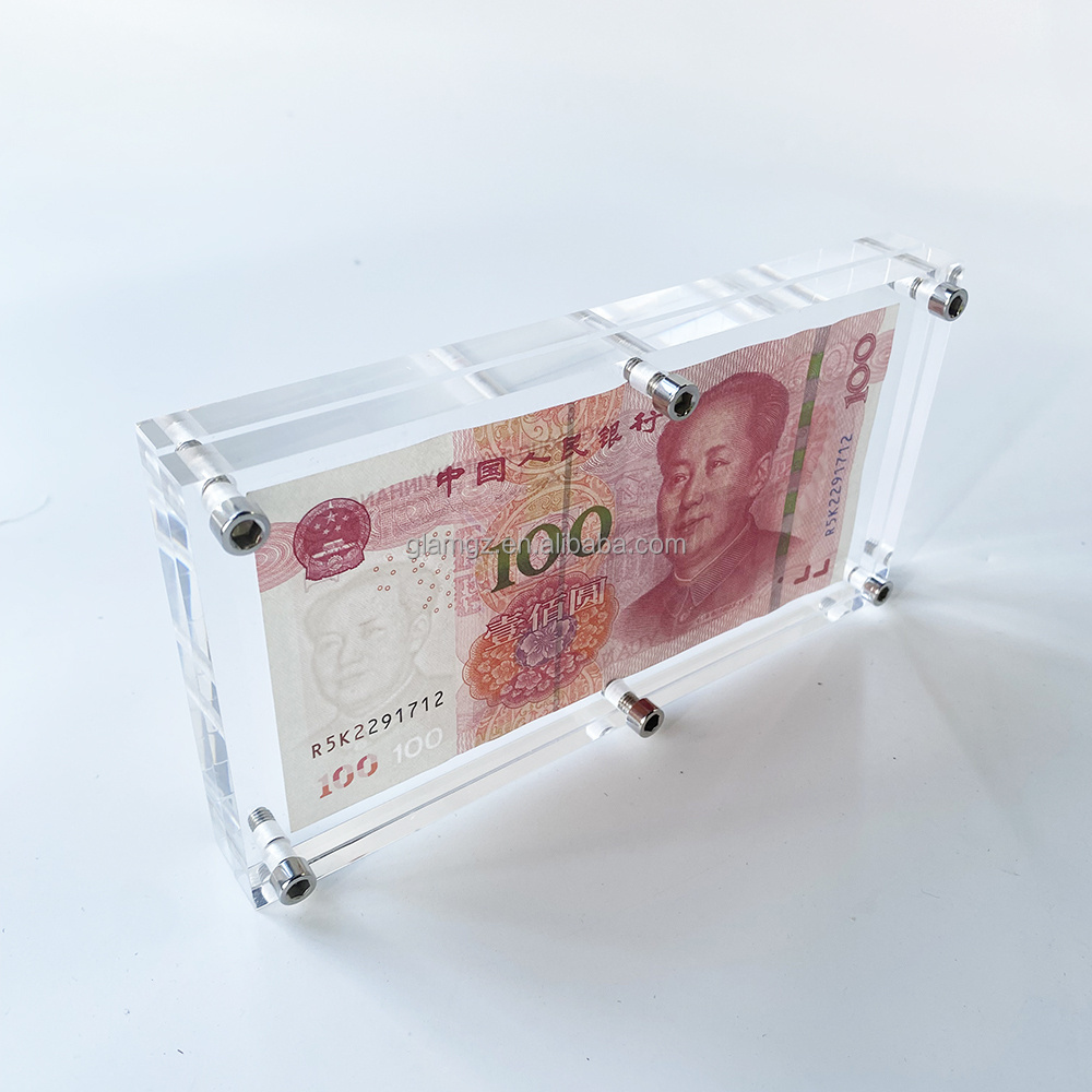 Counter Cash Money Banknote Slab Case Acrylic Currency Display Holder Screw Collector Frame