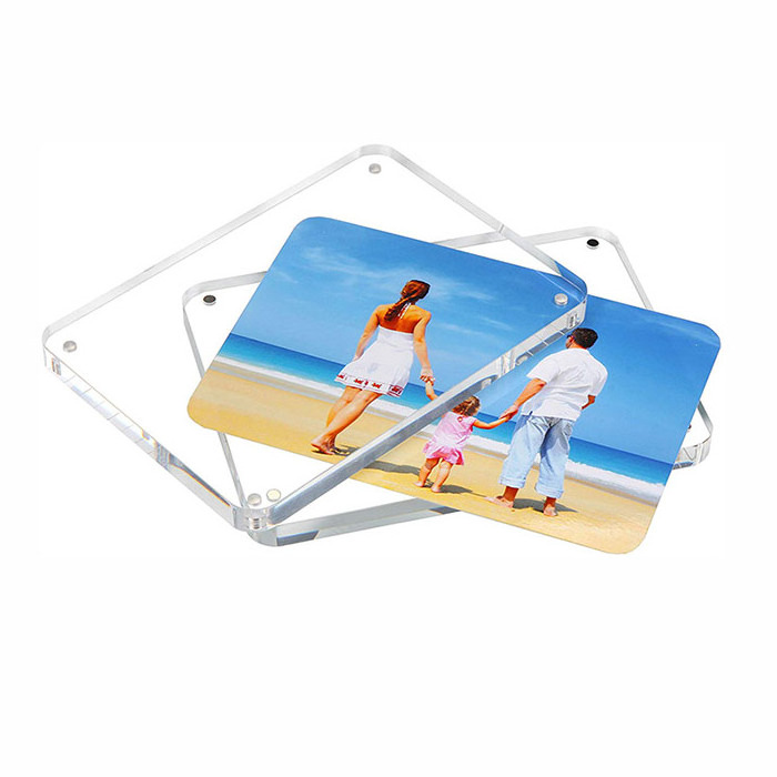 Acrylic Photo Frame Free Standing Magnetic Closure 4x6 Double Sided Acrylic Frame Display