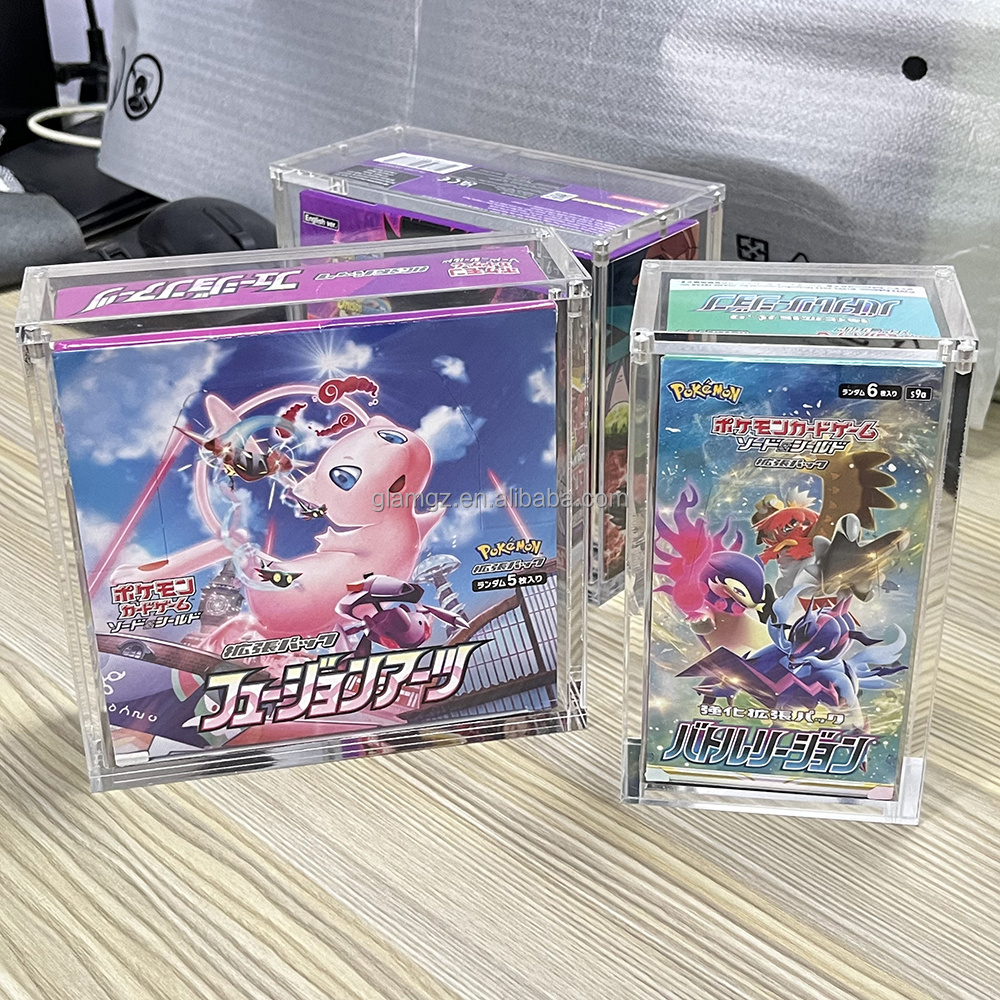 Custom Magnetic Upc Tcg Storage Trading Card Etb Plexiglass Clear Gift Display Case Acrylic Pokemon Booster Box