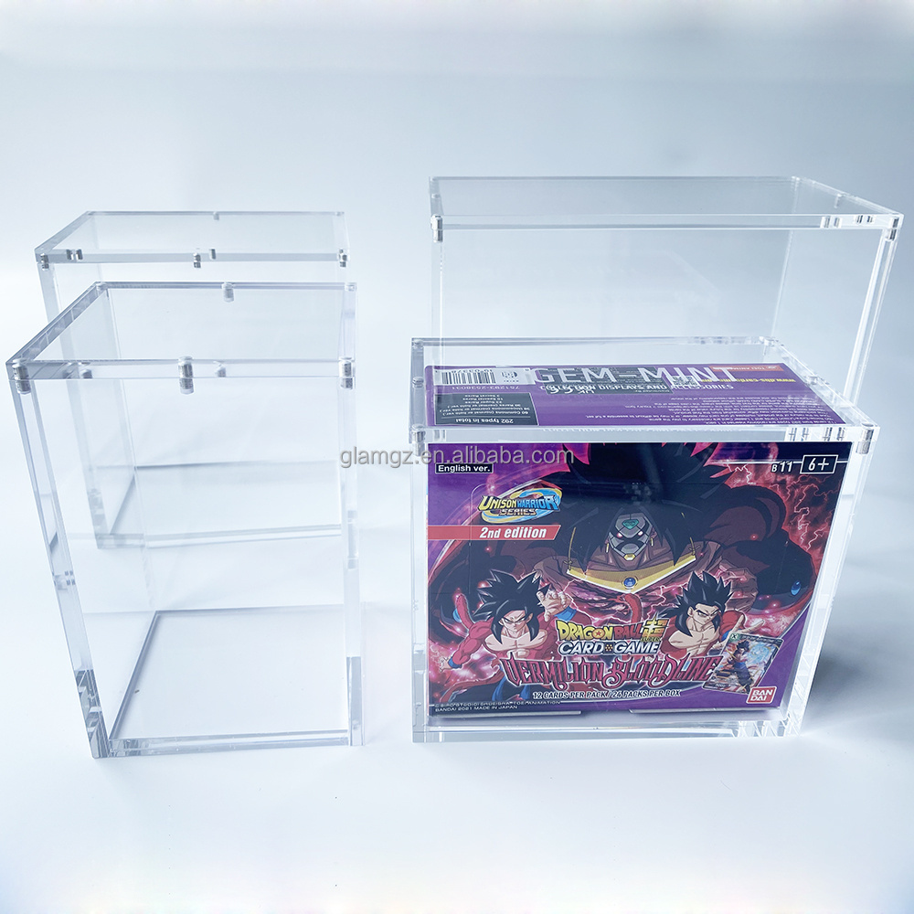 Custom Magnetic Upc Tcg Storage Trading Card Etb Plexiglass Clear Gift Display Case Acrylic Pokemon Booster Box