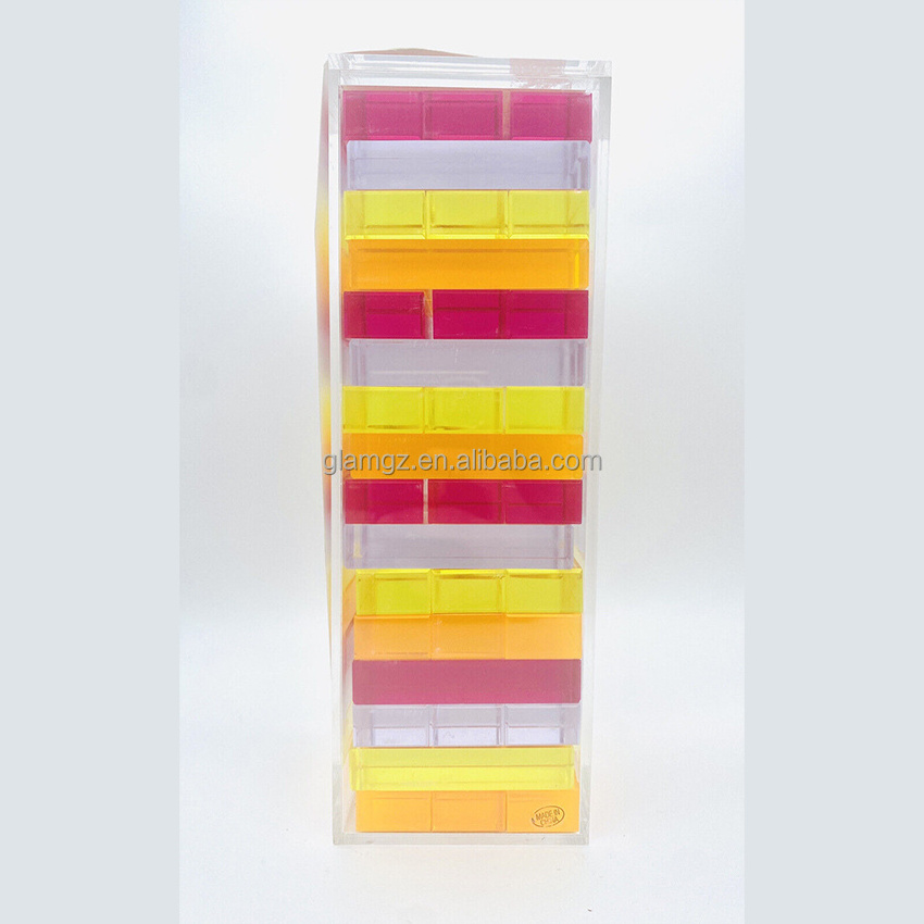 New Arrival Modern Acrylic Lucite Tumble Tower Stacking Game Sculpture Decoration