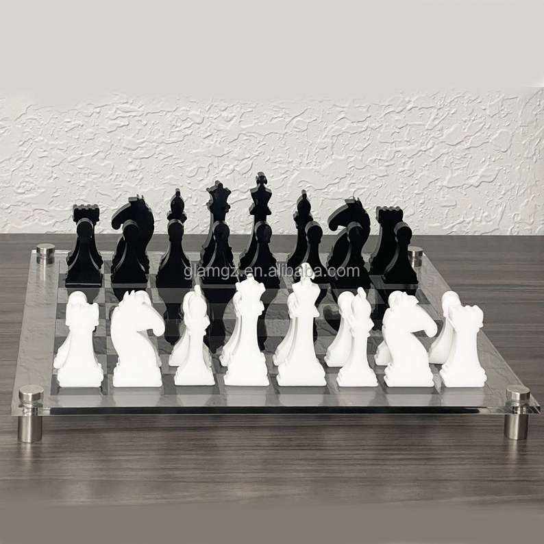 Holiday Acrylic Chess Set Colorful Custom Luxurious Lucite Chess Board Game Acrylic Stacking Block