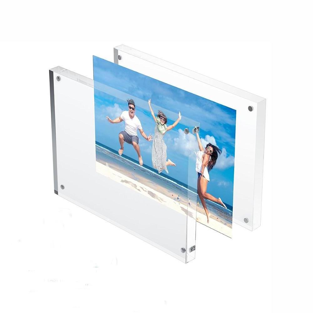 Acrylic Photo Frame Free Standing Magnetic Closure 4x6 Double Sided Acrylic Frame Display