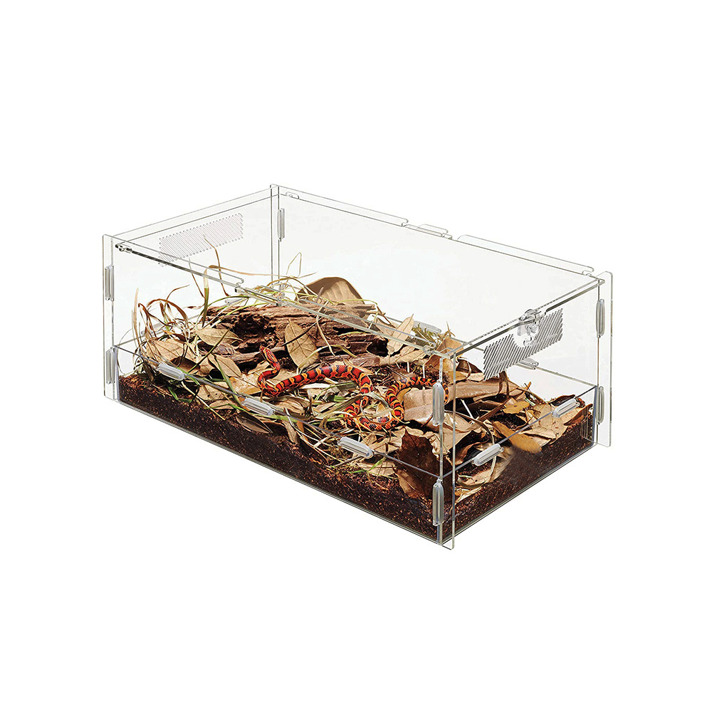 Acrylic Snake Frog Feeding Box Reptile Pet Feeding Box Plastic Reptile Terrarium Display Case