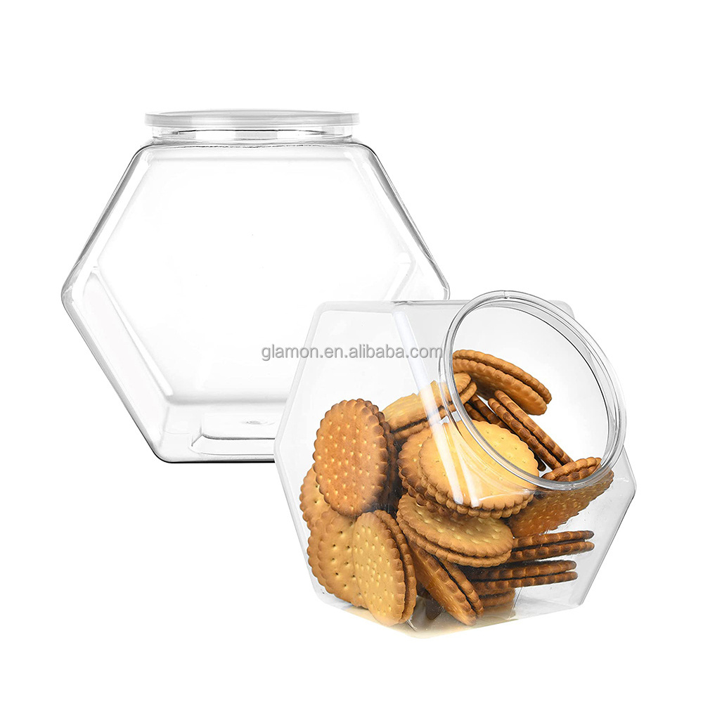 Plastic Candy Jars for Party Table Hexagon Candy Buffet Containers with Lids Set for store