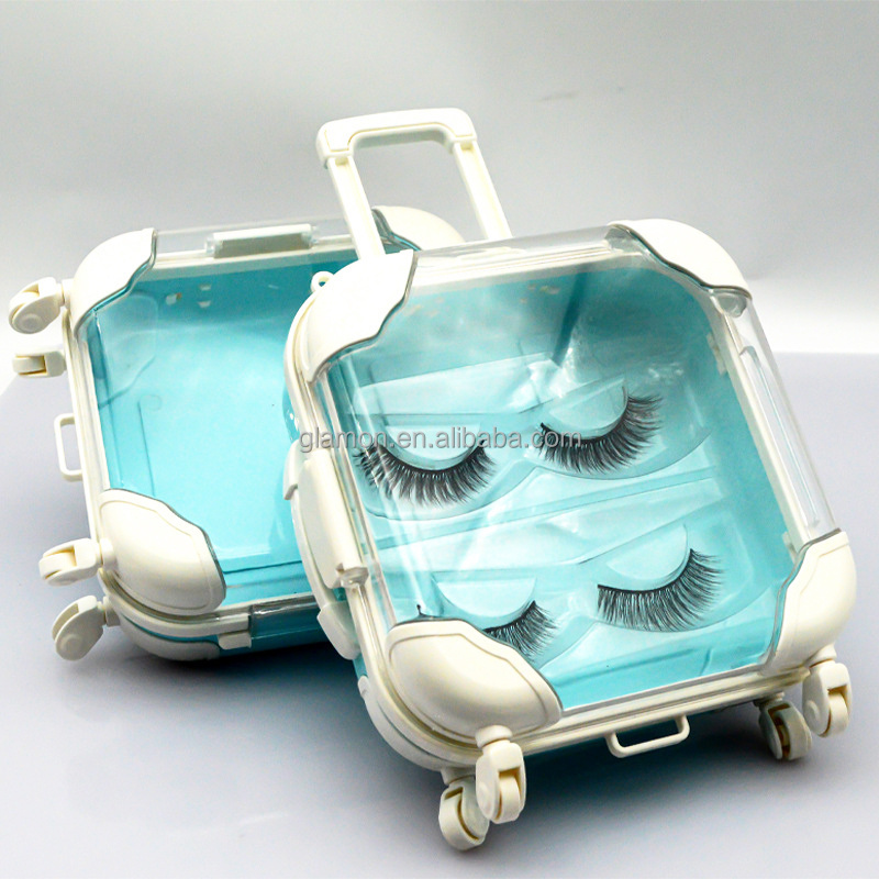 Mini Luggage Case Plastic Empty Mink Lash Suitcase Packaging Creative Cute False Eyelash Storage Box Holder